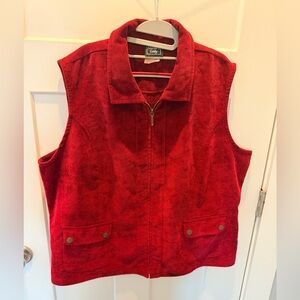 Southern Lady Red Corduroy Zip Front Vest Women Large